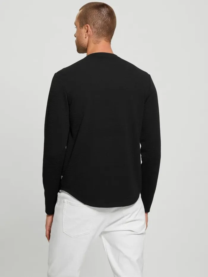 GUESS Textured Longsleeve Tee Black Men TShirts and Tanks GUESS Textured Longsleeve Tee Black Men TShirts and Tanks