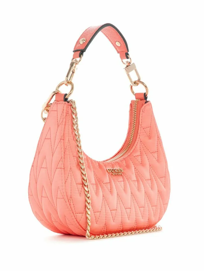 Handbags GUESS Women Golden Rock Mini Crescent Hobo Bag Coral Handbags GUESS Women Golden Rock Mini Crescent Hobo Bag Coral