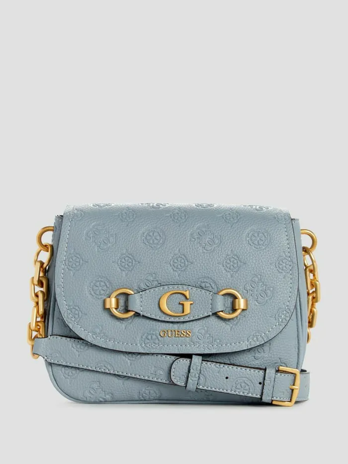 Handbags Izzy Peony TriCompartment Flap Bag Light Denim Logo GUESS Women