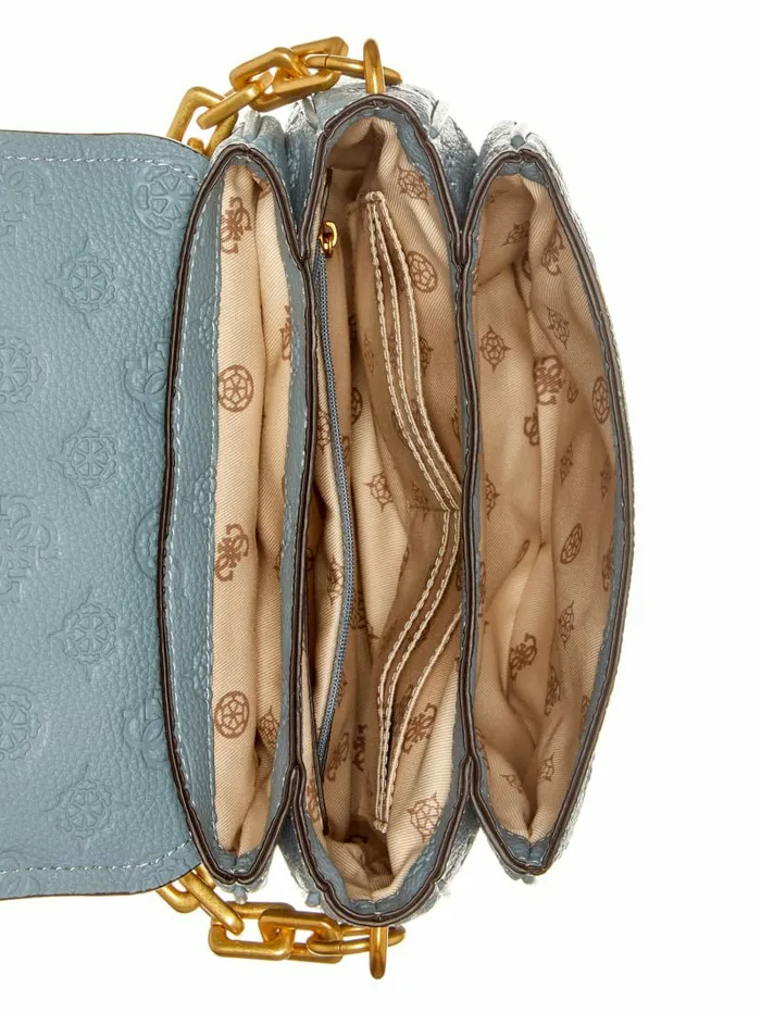 Handbags Izzy Peony TriCompartment Flap Bag Light Denim Logo GUESS Women Handbags Izzy Peony TriCompartment Flap Bag Light Denim Logo GUESS Women