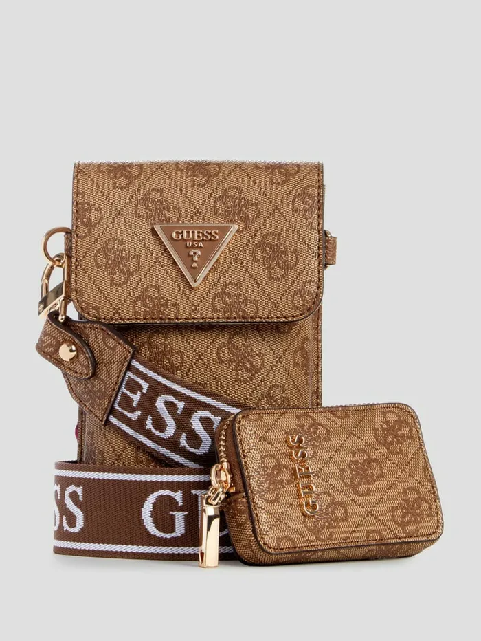 Handbags Latona Quattro G Mini Phone Crossbody Latte Logo 8211 GUESS WomenMen
