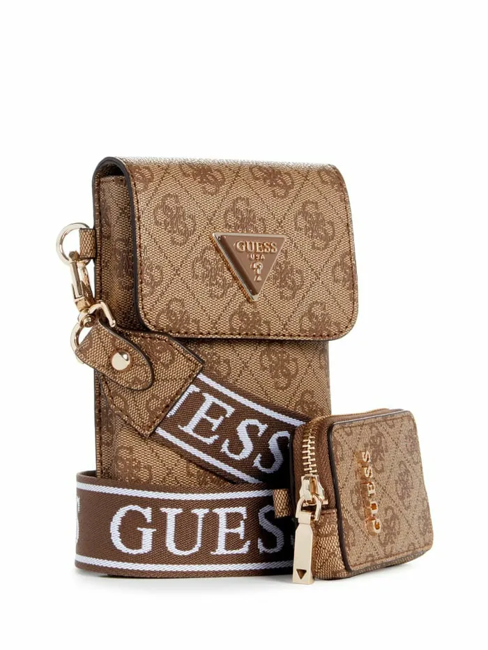 Handbags Latona Quattro G Mini Phone Crossbody Latte Logo 8211 GUESS WomenMen Handbags Latona Quattro G Mini Phone Crossbody Latte Logo 8211 GUESS WomenMen