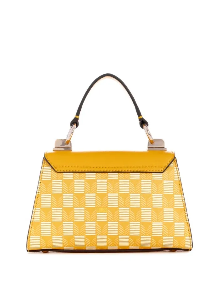 Handbags Women Hallie Mini FoldOver Flap Bag Yellow Logo GUESS Handbags Women Hallie Mini FoldOver Flap Bag Yellow Logo GUESS