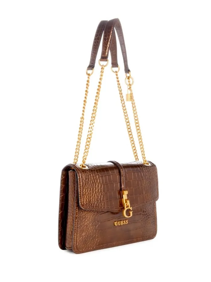 Handbags Women James Convertible Crossbody Flap Bag Bronze GUESS