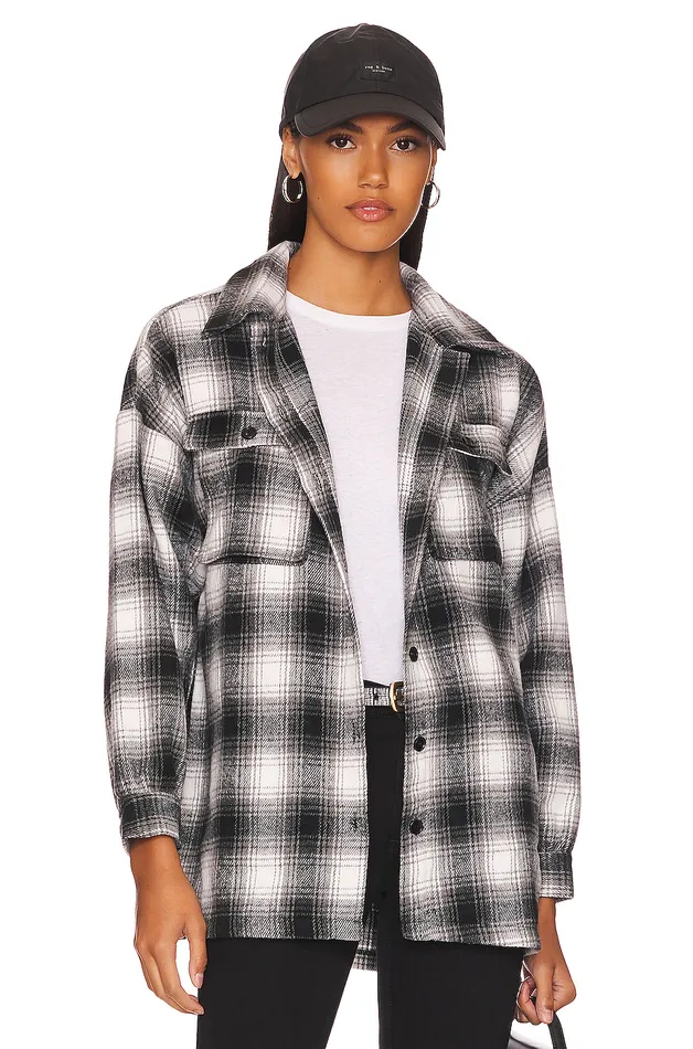Harlow Flannel Shacket Black and White Women Lovers and Friends Jackets and Coats Harlow Flannel Shacket Black and White Women Lovers and Friends Jackets and Coats
