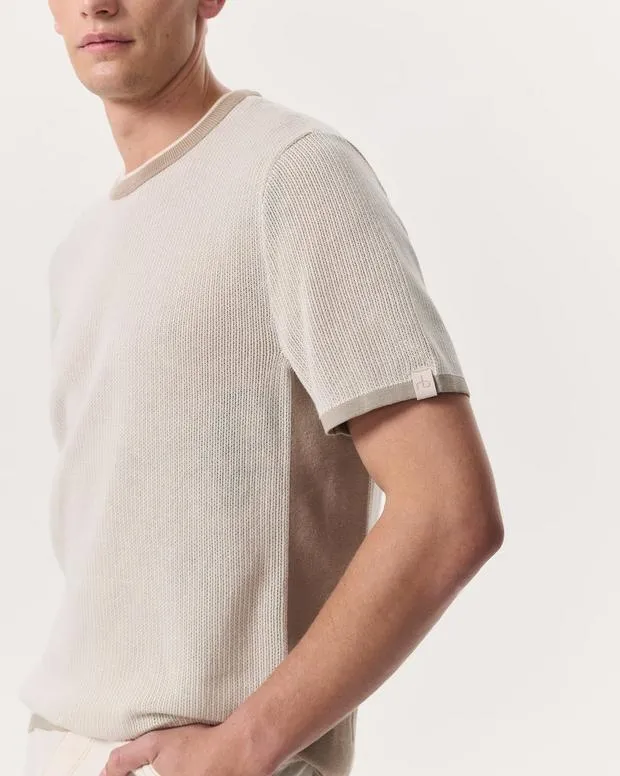 Harvey Crewneck TShirt BlackLight Beige Men SweatersTShirts and Henleys rag and bone