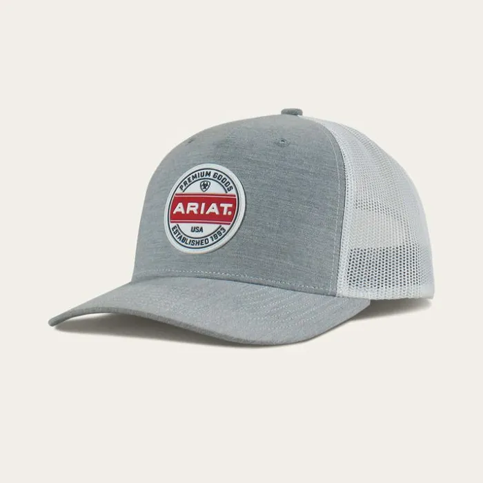 Hats and Caps Men Ariat Ariat Premium Goods Round Patch Cap Gray