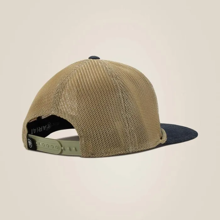 Hats and Caps Men Ariat Large Logo Patch Desert Cap Denim