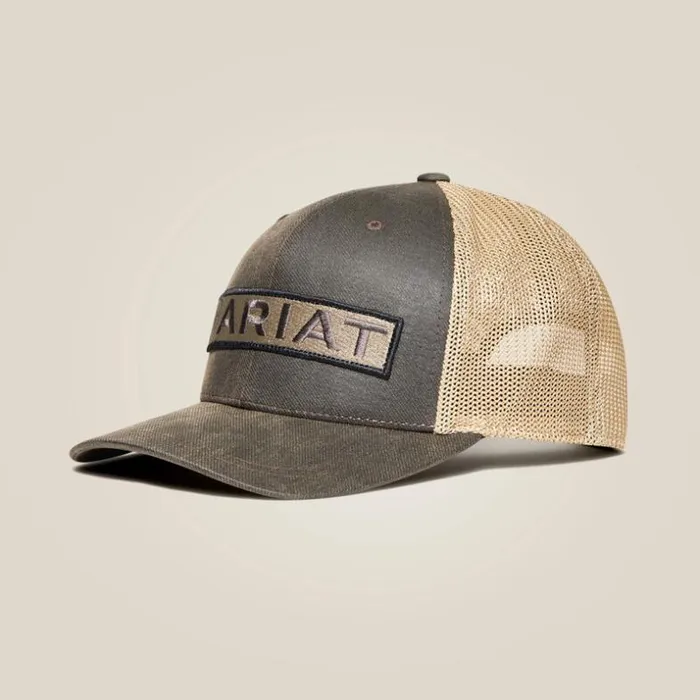Hats and Caps Men Ariat Long Rectangle Logo Patch Cap Brown