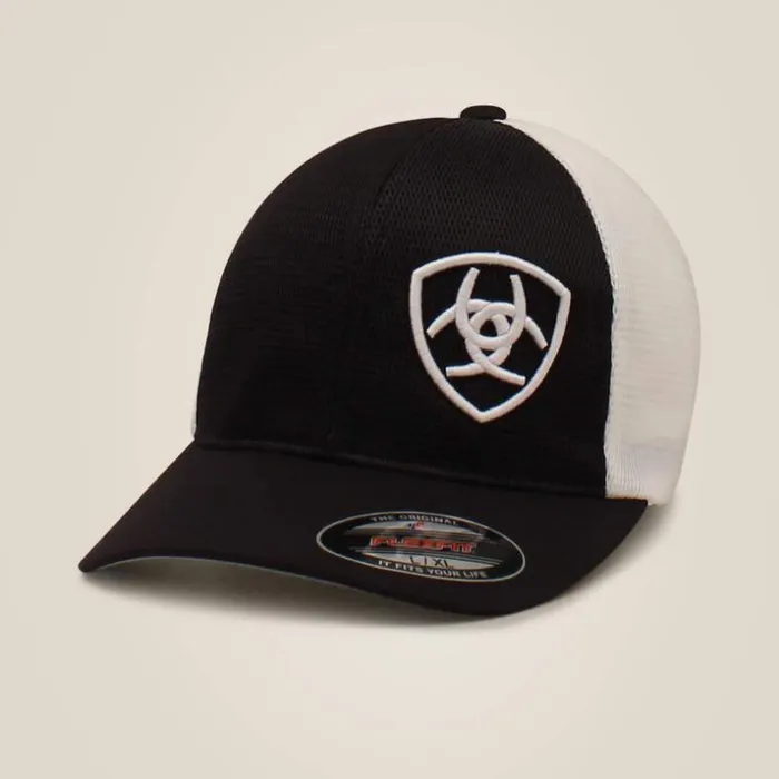 Hats and Caps Men Ariat Offset Shield Mech Cap Black