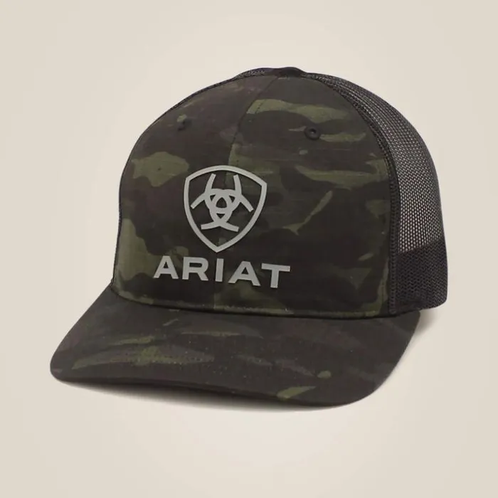 Hats and Caps Men Ariat Stacked Logo Cap Black Camo