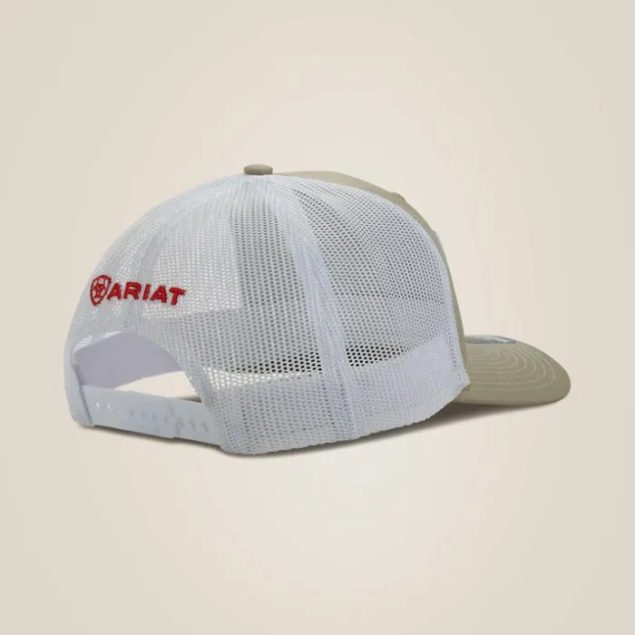 Hats and Caps Men Ariat Usa Flag Patch Logo Cap Tan