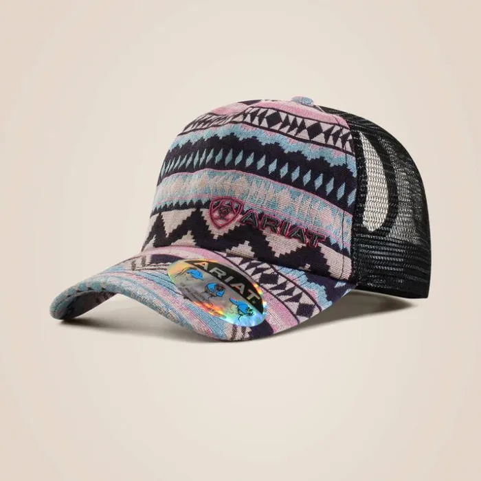 Hats and Caps Women Ariat Zigzag Stripe Print Cap Pink