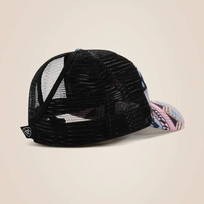 Hats and Caps Women Ariat Zigzag Stripe Print Cap Pink Hats and Caps Women Ariat Zigzag Stripe Print Cap Pink