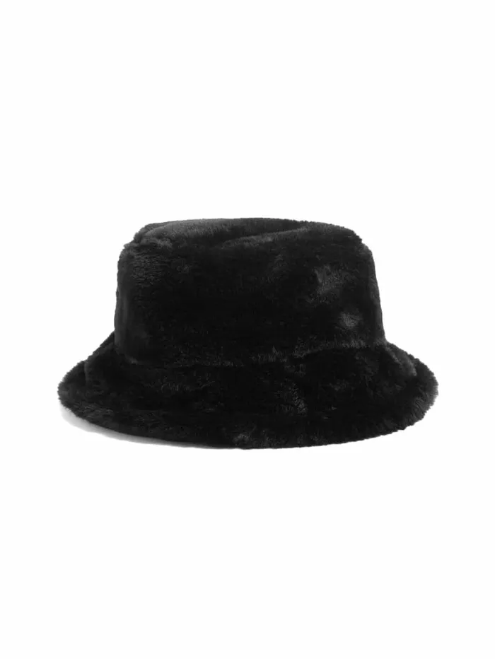 Hats and Scarves GUESS Women Reversible FauxFur Bucket Hat Black Hats and Scarves GUESS Women Reversible FauxFur Bucket Hat Black