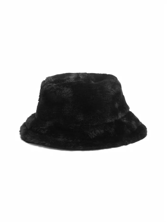 Hats and Scarves GUESS Women Reversible FauxFur Bucket Hat Black Hats and Scarves GUESS Women Reversible FauxFur Bucket Hat Black