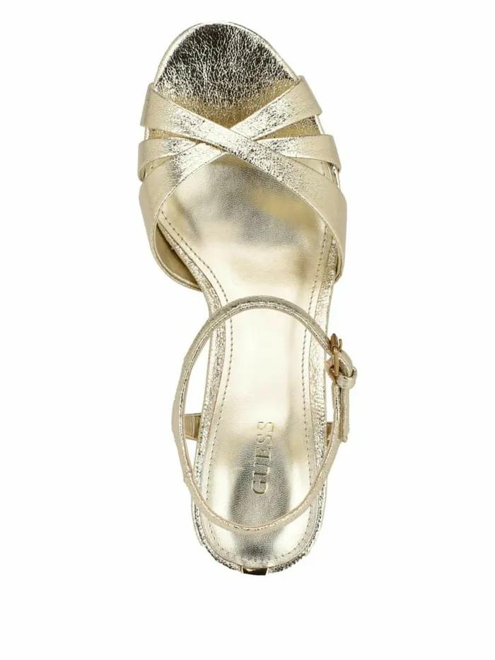 Haylo Crisscross Platform Block Heels Gold Heels GUESS Women Haylo Crisscross Platform Block Heels Gold Heels GUESS Women