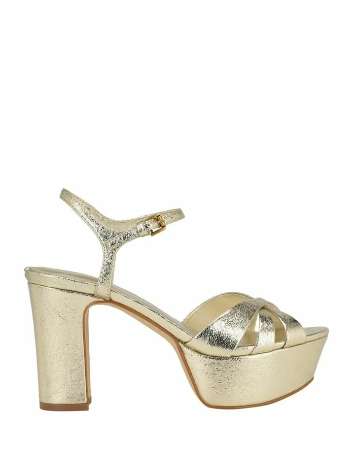Haylo Crisscross Platform Block Heels Gold Heels GUESS Women Haylo Crisscross Platform Block Heels Gold Heels GUESS Women