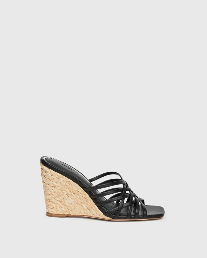 Heels and Wedges Skyler Wedge 8211 Black Leather 8211 PAIGE Women