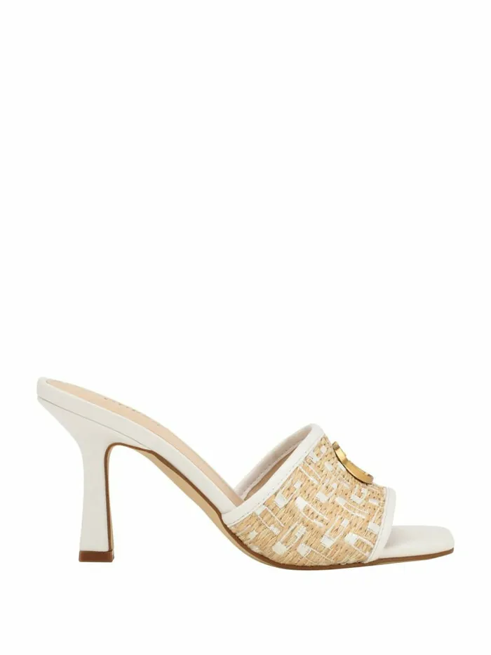 Heels GUESS Women Yana Straw G Logo Heeled Mules Light Natural 110