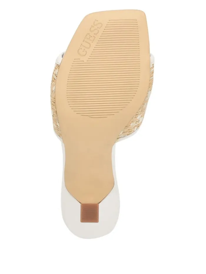 Heels GUESS Women Yana Straw G Logo Heeled Mules Light Natural 110