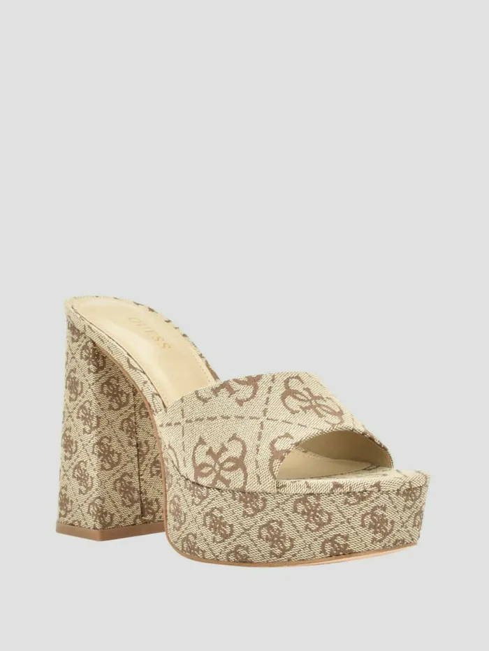 Heels Jadah Logo Platform Heels Medium Brown GUESS Women