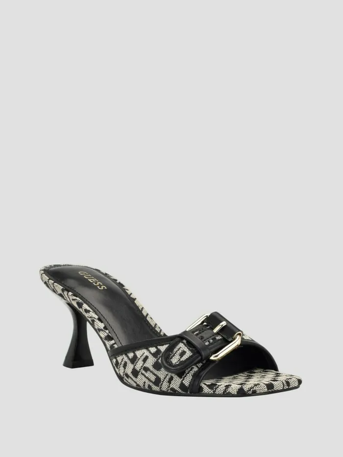Heels Women Dista Buckled Logo Kitten Heels Black 001 GUESS