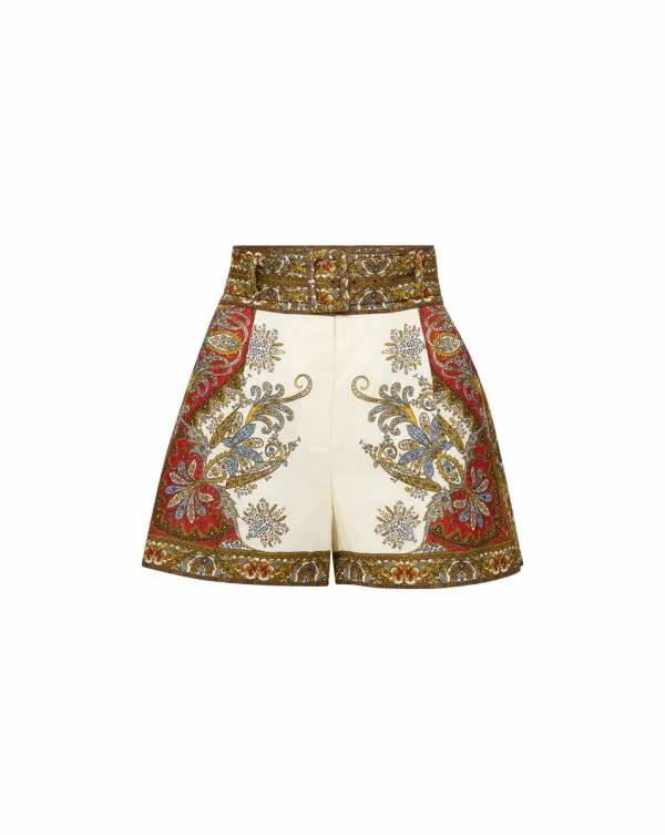 Hobbes Linen Short Doveandred Multi Women Veronica Beard Skirts and Shorts
