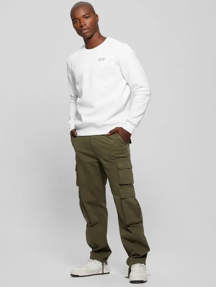 Hoodies and Sweaters GUESS Men Eco GUESS Crewneck Sweatshirt Pure White