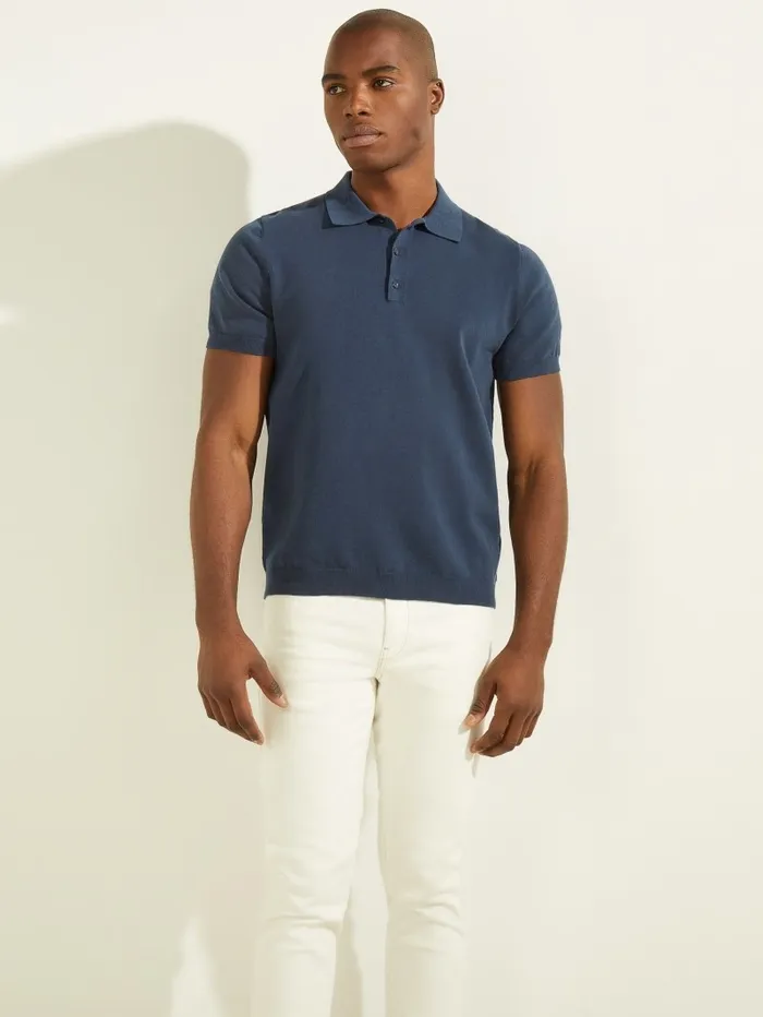 Hoodies and Sweaters Men Formal Performance Sweater Polo Best Blue GUESS