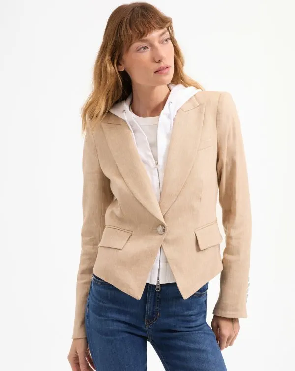 Hosanna Linen Dickey Jacket Khaki Melange Women Veronica Beard Jackets and Outerwear Hosanna Linen Dickey Jacket Khaki Melange Women Veronica Beard Jackets and Outerwear