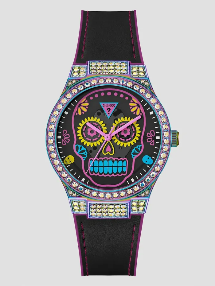 Iridescent and Crystal Sugar Skull Analog Watch No Description Watches GUESS Women Iridescent and Crystal Sugar Skull Analog Watch No Description Watches GUESS Women
