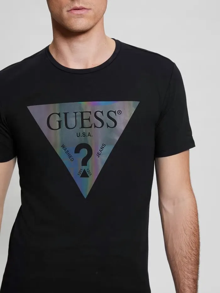 Iridescent Logo Graphic Tee Jet Black TShirts and Tanks GUESS Men Iridescent Logo Graphic Tee Jet Black TShirts and Tanks GUESS Men