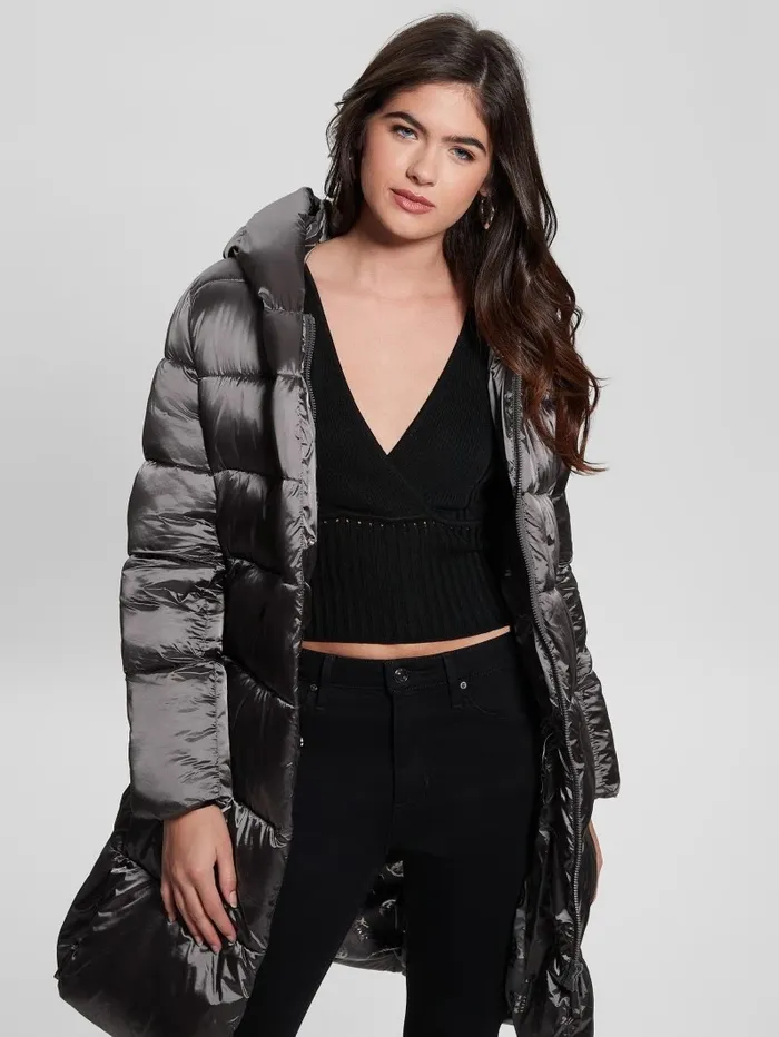 Jackets and Coats Eco Rosetta Hooded Puffer Jacket Night Stone Multi 8211 GUESS Women