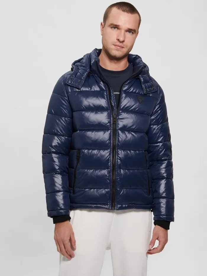Jackets and Coats GUESS Men Anthony Logo Puffer Jacket Blue Navy