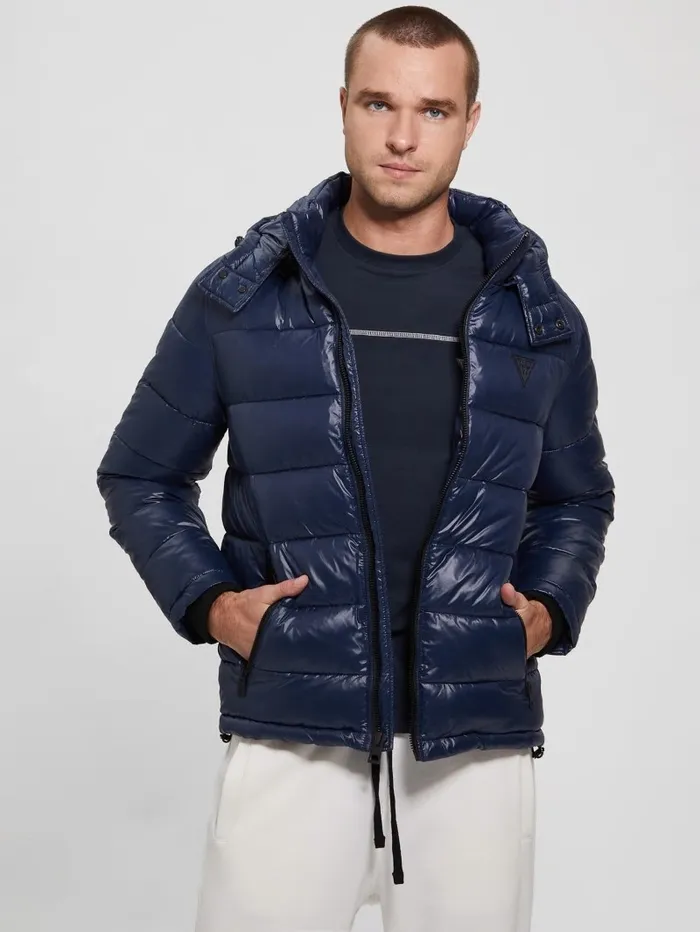 Jackets and Coats GUESS Men Anthony Logo Puffer Jacket Blue Navy Jackets and Coats GUESS Men Anthony Logo Puffer Jacket Blue Navy