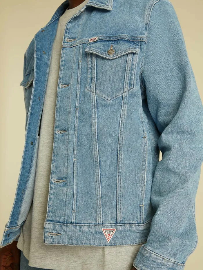 Jackets and Coats GUESS Originals Kit Denim Jacket Go Vintage Light Wash 8211 GUESS Men Jackets and Coats GUESS Originals Kit Denim Jacket Go Vintage Light Wash 8211 GUESS Men