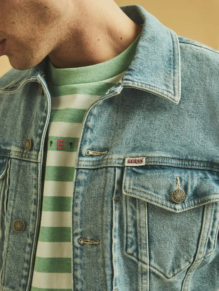Jackets and Coats GUESS Originals Kit Denim Jacket Go Vintage Light Wash 8211 GUESS Men Jackets and Coats GUESS Originals Kit Denim Jacket Go Vintage Light Wash 8211 GUESS Men
