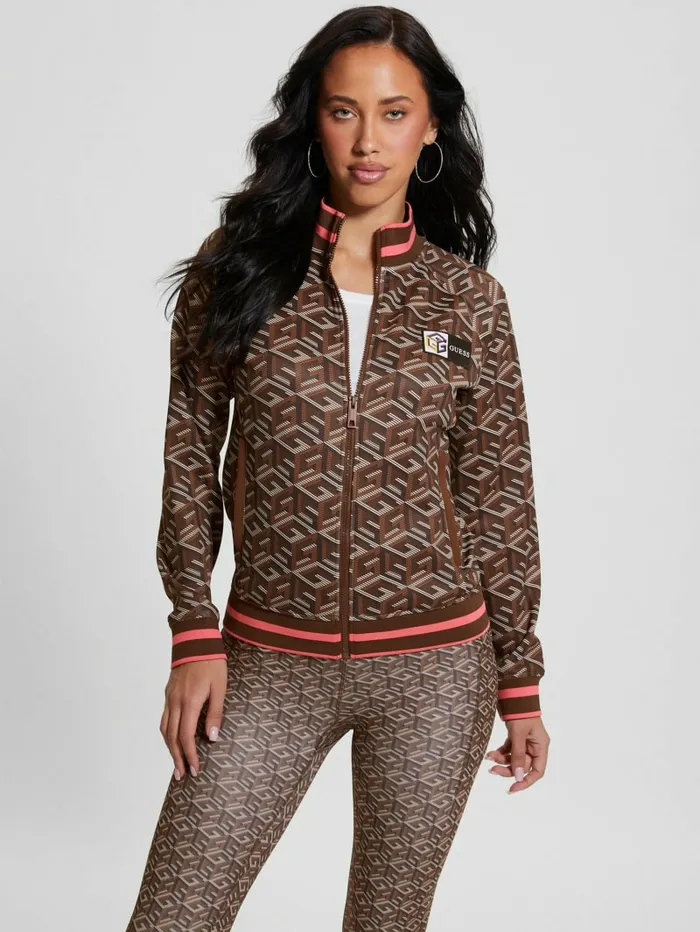 Jackets and Coats GUESS Women Eco GCube Active Zip Sweatshirt Stripe GCube Brown Jackets and Coats GUESS Women Eco GCube Active Zip Sweatshirt Stripe GCube Brown