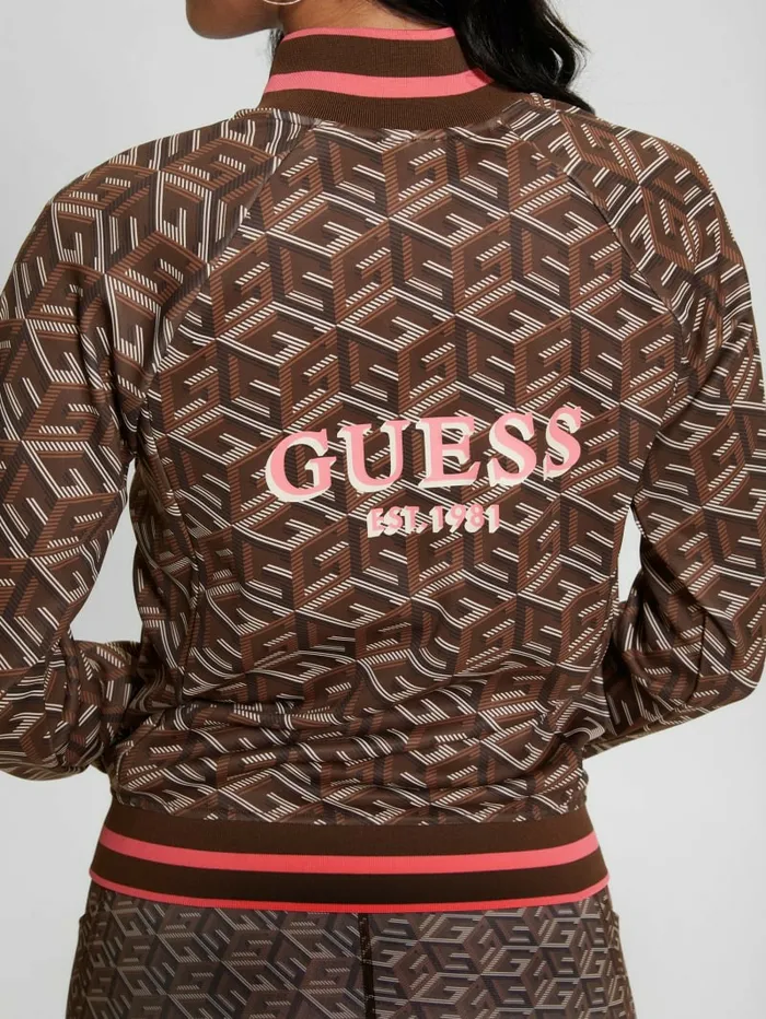 Jackets and Coats GUESS Women Eco GCube Active Zip Sweatshirt Stripe GCube Brown Jackets and Coats GUESS Women Eco GCube Active Zip Sweatshirt Stripe GCube Brown