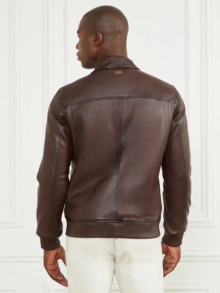 Jackets and Coats Men Dark Edges Leather Jacket Brown Vintage Effcet GUESS