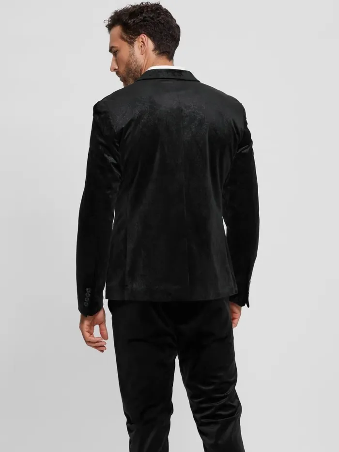 Jackets and Coats Men Fulham Velvet Paisley Blazer Jet Black Multi GUESS Jackets and Coats Men Fulham Velvet Paisley Blazer Jet Black Multi GUESS