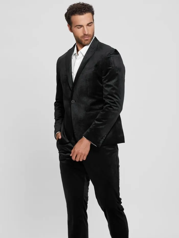 Jackets and Coats Men Fulham Velvet Paisley Blazer Jet Black Multi GUESS Jackets and Coats Men Fulham Velvet Paisley Blazer Jet Black Multi GUESS