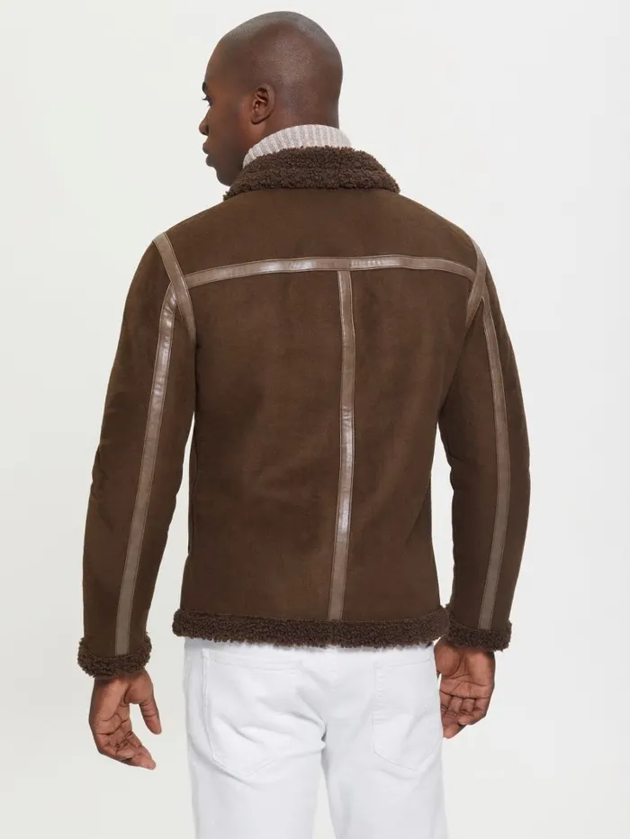 Jackets and Coats Men GUESS Eco FauxShearling Jacket Dark Coffee