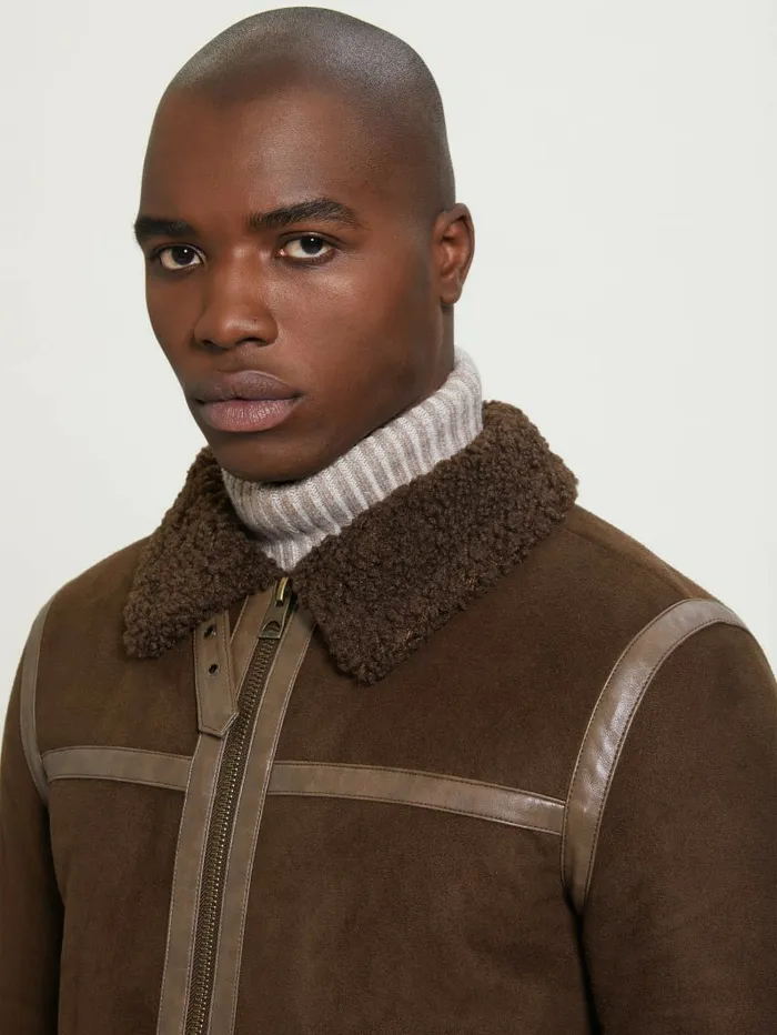 Jackets and Coats Men GUESS Eco FauxShearling Jacket Dark Coffee