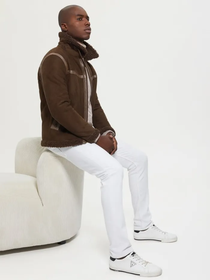 Jackets and Coats Men GUESS Eco FauxShearling Jacket Dark Coffee