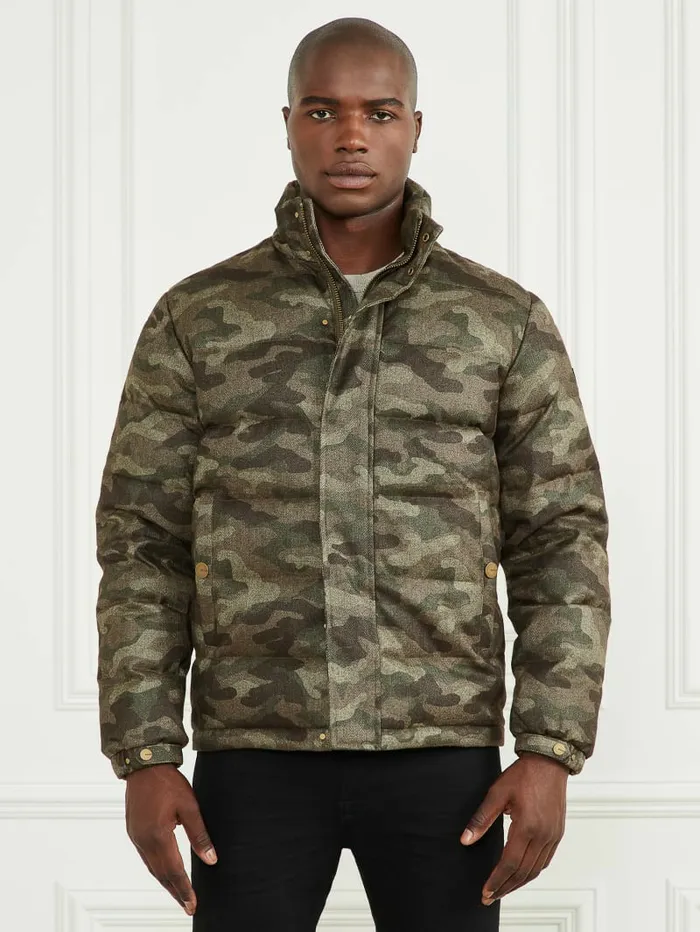 Jackets and Coats Men Hooded Puffer Jacket Camou Herringbone Melange GUESS Jackets and Coats Men Hooded Puffer Jacket Camou Herringbone Melange GUESS
