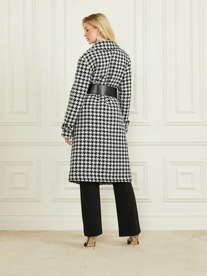 Jackets and Coats Natasha WoolBlend Coat Pied De Poule BlackWhite GUESS Women