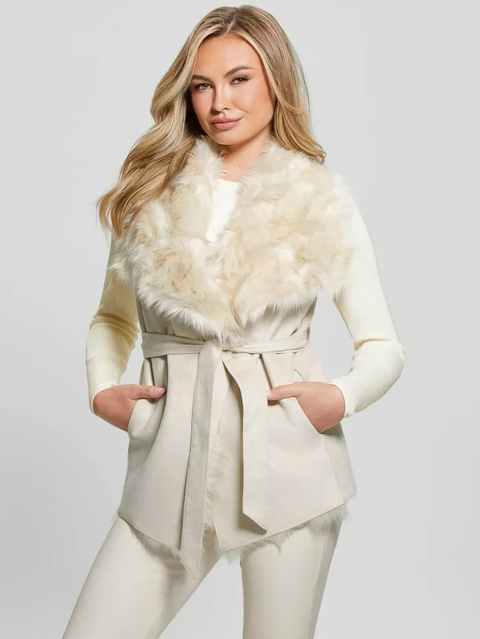 Jackets and Coats Women GUESS Reversible Nami Vest Pearl Oyster