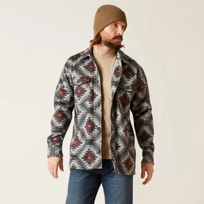 Jackets and Vests Men Ariat Caldwell Printed Shirt Jacket Shirt Jacket Charcoal Grey Jackets and Vests Men Ariat Caldwell Printed Shirt Jacket Shirt Jacket Charcoal Grey